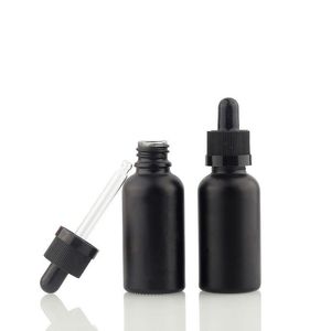 Siyah Buzlu Cam Esansiyel Yağ Parfüm Şişeleri E Sıvı Reaktif Pipet Bozuk Şişe 5ml ila 100ml NGQXI