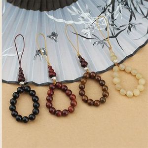 Keychains Creative Design Personality Female Mobile Phone Chain Lanyard Short Rope Bead Bracelet Bodhi Lotus Hanging Wrist