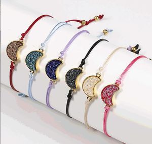 チャームブレスレットファッションナチュラル樹脂石のハートドルジーチャームブレスレット付きColorf String Rope Braid Bracelets Carshop