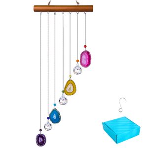 Trädgårdsdekorationer H D Handgjorda agat Wind Chime Rainbow Maker Crystal Ball Suncatcher Window Gardiner Pendant Windchime For Home Decoration 230422