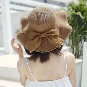Geniş Memul Şapkalar İlkbahar ve Yaz Kadınlar Güneş Hasır Şapka Gölgeli Büyük Bambu Bowknot Moda Balıkçı Açık