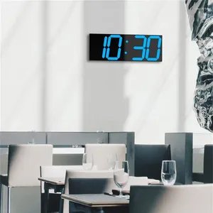 Wall Clocks Wifi Digital Led Clock Office Rectangle Temperature Bluetooth Aesthetic Calendar Battery Horloge Room Decor