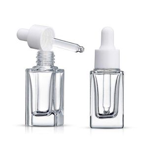 Clear Square Glass Droper Bottle Essential Oil Parfume Bottle 15 ml med vit/svart/guld/silverlock ENMHF