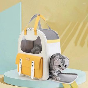 Mochila portátil para transportar gatos, bolsa para transportar animais de estimação, malha respirável, ombro, bolsa de viagem ao ar livre com zíper de alta qualidade