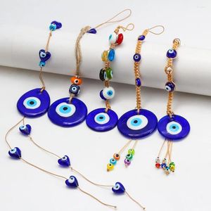 Keychains 10st Glass Waterdrop Round Form Blue Evil Eyes Key Ring Lucky Turkish Eye Pendant Keychain Chains Tillbehör