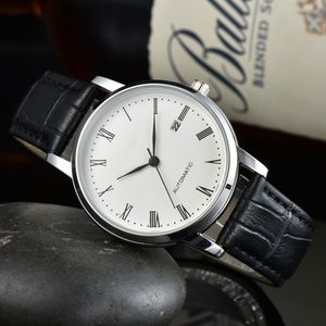 Men luxury designer Automatic quartz calendar watch Mens auto 3 hands leather band Watches E4