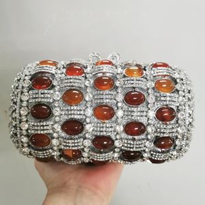 Bolsas de noite Mulheres Grandes Pedras Bolsa de Embreagem Prata / Ouro Bolsas de Noite Senhora Cristal Bolsas de Noite e Embreagens Nupcial Casamento Strass Bolsas 231122