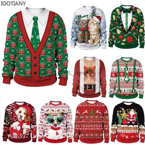 Suéter dos homens Verde Mulheres Homens Feio Natal Moletom Engraçado Presentes Bonitos Gatos Santa 3D Impresso Jumpers Tops Outono Inverno Xmas Moletons Coal231122