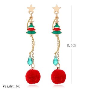 Dangle Earrings & Chandelier Drop Oil Christmas Tree Santa Claus Bell Hair Bulb Tassel Pendant Earring Five-pointed Star Silver Needle Ear