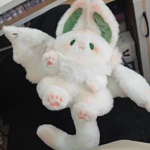 Cute Rabbit Throw Pillow Plush Cushions Magical White Spirit Rabbit Toy Creative Bat Plushie Stuffed Pillow Girls Kawaii Animal Birthday Gift