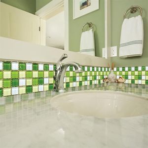 Adesivi murali 18 pezzi Mosaico Cucina Bagno Adesivo per piastrelle Adesivo in PVC impermeabile Decorazione Sfondo Pareti Decor2445