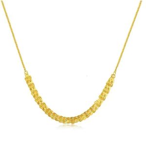 Mode AU750 Pure Real Gold Phoenix Tail Chain Halsband Fina smycken Kvinnor Kvinnliga halsband