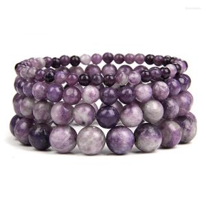 Strand Purple Mica Chalcedony 4/6/8/10mm Stone Bracelets For Women Men Crystal Healing Reiki Energy Meditation Stretch Bracelet Jewerly