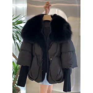 Women's Down Parkas Natural Fur Coat Women Winter Parka Luxury Down Jacket Women Silver Fox Fur Collar Brand Short Ladies Jackets Real Fur Jacket 231122