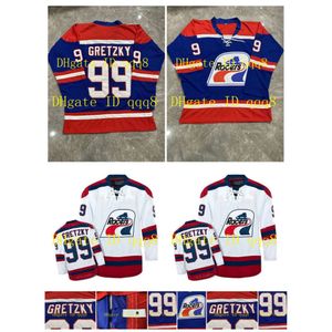 99 Wayne Gretzky WHA Indianapolis Racers Azul Branco 1978-79 Vintage 100% ED qualquer Nome de número Jersey de hóquei retro raro