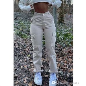 2023ファッショントレンディな女性デニムワークパンツ服マルチポケットハイウエストエラスティックジーンズ汎用貨物ズボン