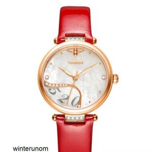 Rosdn Limited Watches Swiss Movement Rosdn 2023 New Fashion Simple Steel Womens Watch Valentines Day Giftwatch Womens Waterproof Rose Gold Face Red Skin 3 Hbuj