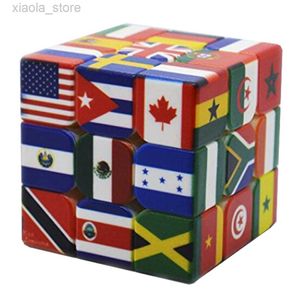 Magic Cube Puzzle, 3x3x3 Intelligence Toys, National Flags UV Printing, World Flags, Global Earth Maps Mark, Brain Teaser Cubes for Kids and Adults