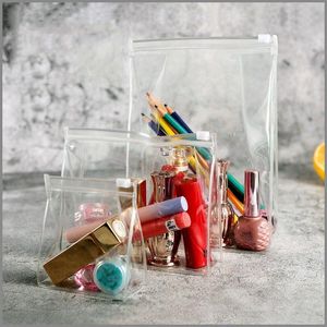 Clear Toatetry Bag med stark SEAL -dragkedja PVC Plastic Cosmetic Travel Makeup Väska Vattentäta tvättväskor för semesterbadrum och Organi WTPP