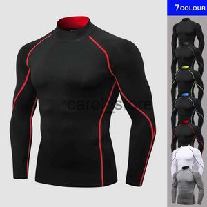 Men's T-Shirts Men's High neck Long Sleeve Compression Shirts Cool Dry Sun Protection Sports Tights Undershirts Running Gym Tops J231121