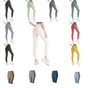 Ll-yoga 1U1U Align Leggings Kvinnor Shorts Croped Pants Outfits Lady Sport Yoga Ladies Pants Training Fitness Wear Girls Running Leggings Gy Gy