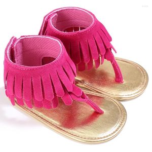 Första Walkers Summer Toddler Born Baby Girl Shoes Tassel Anti-Slip Flip Flop Prewalker For Girls 0-18m