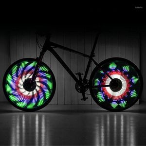 バイクライトリードバイク防水音声ライト64 LED 30パターンダブルサイドディスプレイ自転車タイヤサイクリングホイール1231S