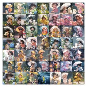 50pcs Umbrella Girls and Boys graffiti Waterproof PVC Stickers Pack For Fridge Car Suitcase Laptop Notebook Cup Phone Desk Bicycle Skateboard Case.