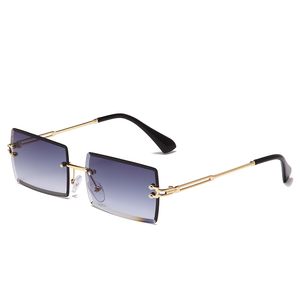 New sunglasses for men and women rimless leopard-headed sunglasses cross-border European and n trend personality sunglasses Gold-framed purple film