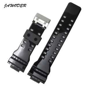 Jawoder Watchband 29x16mm czarny silikonowy gumowy opaska zegarkowa ze stali nierdzewnej Pasek do Casio GA-100 GA-300 GA-110 GA-120 G-890266Q