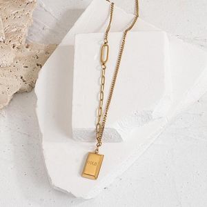 Pendant Necklaces Greatera Gold Plated Stainless Steel Letter Square For Women Metal Chain Waterproof Jewelry