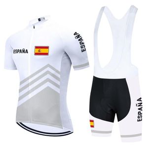 2021 Team Spagna Maglia da ciclismo Set con bretelle Abbigliamento da bicicletta bianco Abbigliamento da bici ad asciugatura rapida Abbigliamento da uomo corto Maillot Culotte Suit267u