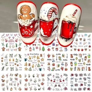 Stickers Decals Christams Gingerbread Nail Sticker Christmas Bell Holly Water Slider Sweet Coffee Cake Design Winter Decal Ergonomics BN24132424 231121