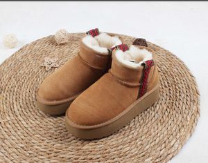 Ultra Mini But Designer Womans Platforma Snow Buto Australia Furt Warm Buty Prawdziwe skórzane kasztanki puszyste botki dla kobiet Tazz T64