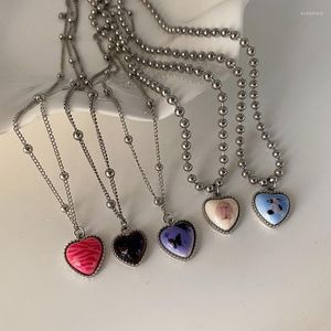 Pendant Necklaces Y2K Korean Fashion Heart For Women Girls Zebra Pattern Chocker Necklace Femme Bijoux Goth Aesthetic Jewelry
