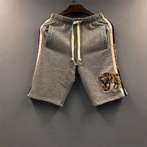 36% OFF Trendy Trend Stripe Letter Embroidery Tiger Head Loose Fitting Men and Women's Sports Capris Casual Pants Shorts Summer