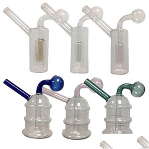 Rökande rör Bubbler Oil Burner Glass Percolator Diffuser Water Hookah Bongs Bubblers återvinner filter Mini Portable Drop Delive DHH4P