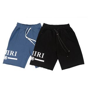 Homens casuais amiryes com deslocamento de espuma de impressão de cordão drawtring metal shorts de linho de fivela de metal