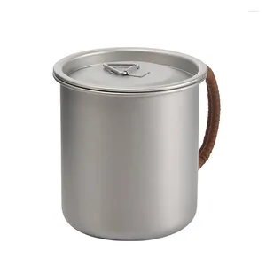 Mugs Titanium Metal Mug Coffee Cup Outdoor Camping Pot Cooking Pots Picnic Hang 450ml Beverage Can Boil Water