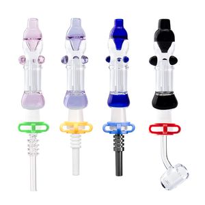 Headshop214 CSYC NC015 Dab Rig Glasbong Auslaufsichere Pfeife 10mm 14mm Quarz-Keramik-Nagel Quarz-Banger-Nagel-Clip Bunte Inline-Wasser-Perc-Bubbler-Bongs