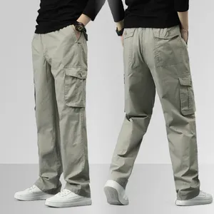 Men's Pants M-6XL Big Size Men Casual Long Multiple Pockets Man Outdoor Cotton Trousers