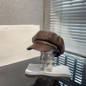 Cappello da pittore vintage in pelle per bambini, giornale inglese vintage, autunno e inverno, cappello da pittore in pelle Loewe, unico e bellissimo, versatile, con lingua d'anatra, cappello ottagonale