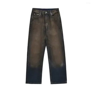 Herrenjeans American Waste Dirt Color Spray Paint Do Old Dirty Slacks Fashion Straight Tube Wide Leg Floor Pants