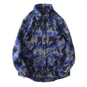 Mäns jackor Mens Autumn and Winter Camouflage Fashion Casual Retro Ethnic Street Slipe Coat Corporal Jacket Dubbelbröst män