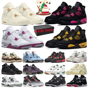 4S Jumpman 4 basketskor Mens tränare frysta stunder militär svart katt vad oliv neonrosa röda cement uppfödda segel kvinnor sneakers sport