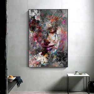 Abstract Girl Wall Paintings Print on Canvas Wall Art Prints Graffiti Art Prints Modern Pop Art Wall Pictures for Home Decore