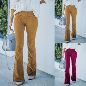 Women's Pants In Winter Cargo For Women Plus Size Corduroy Flare Elastic Waist Bell Bottom Trousers 2023