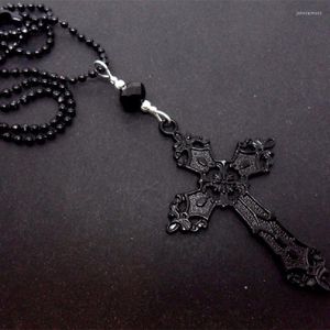 Pendant Necklaces Gothic Black Cross Ball Chain Necklace Witchy Alternative Goth Punk Statement Gorgeous Jewelry Women Gift