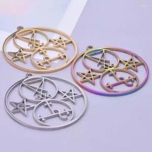 Colares de pingente 5 pcs satan pentagrama lucifer charme para fazer jóias de aço inoxidável retro animal diy colar acessórios artesanais