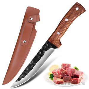 Camping Hunting Knives 6.5" Forged Hunting Knife Stainless Steel Bone Meat Cutting Knife Professional Fishing Camping Knife Chef Sheath